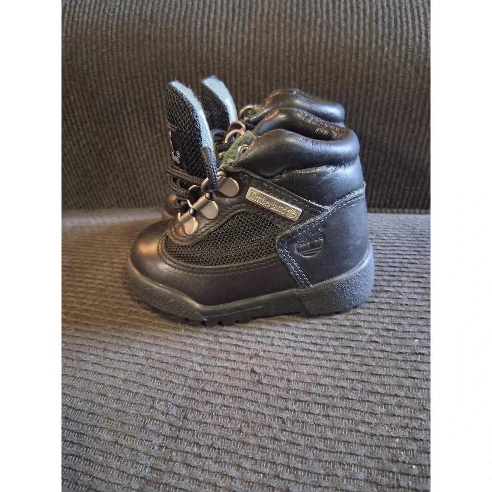Timberland Field Boots Toddler Boys Size 4 Black Leather Mesh Hiking 15806M